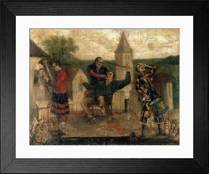 Framed Print : A company of itinerant tooth-drawers performing on a stage, (c1860?). Creator: Unknown Framed Print : A company of itinerant tooth-drawers performing on a stage, (c1860?). Creator: Unknown