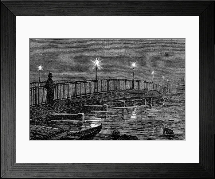 Framed Print : Battersea Bridge during the high tide of Friday last, 1874. Creator: Unknown Framed Print : Battersea Bridge during the high tide of Friday last, 1874. Creator: Unknown