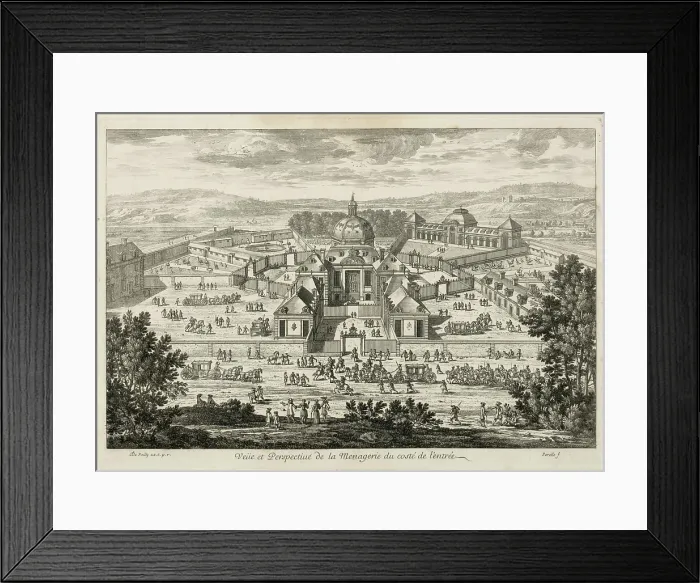 Framed Print : Royal Menagerie of Versailles. Creator: Perelle, Gabriel (1604-1677) Framed Print : Royal Menagerie of Versailles. Creator: Perelle, Gabriel (1604-1677)