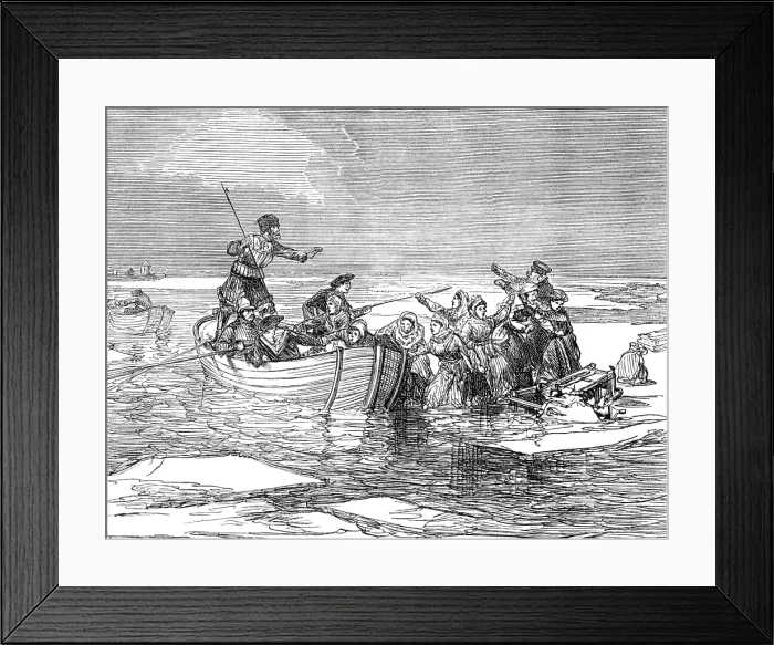 Framed Print : Russian villagers on floating ice, 1874. Creator: Unknown Framed Print : Russian villagers on floating ice, 1874. Creator: Unknown