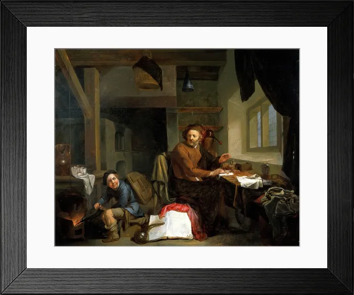 Framed Print : An alchemist making gold, 1665. Creator: Hendrick Heerschop Framed Print : An alchemist making gold, 1665. Creator: Hendrick Heerschop