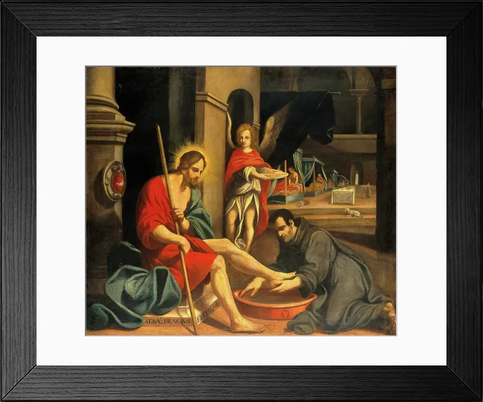 Framed Print : A Franciscan friar washing Christ's feet in a hospital, 18th century. Creator: Unknown. A Franciscan friar washing Christ's feet in a hospital, 18th century. Creator: Unknown