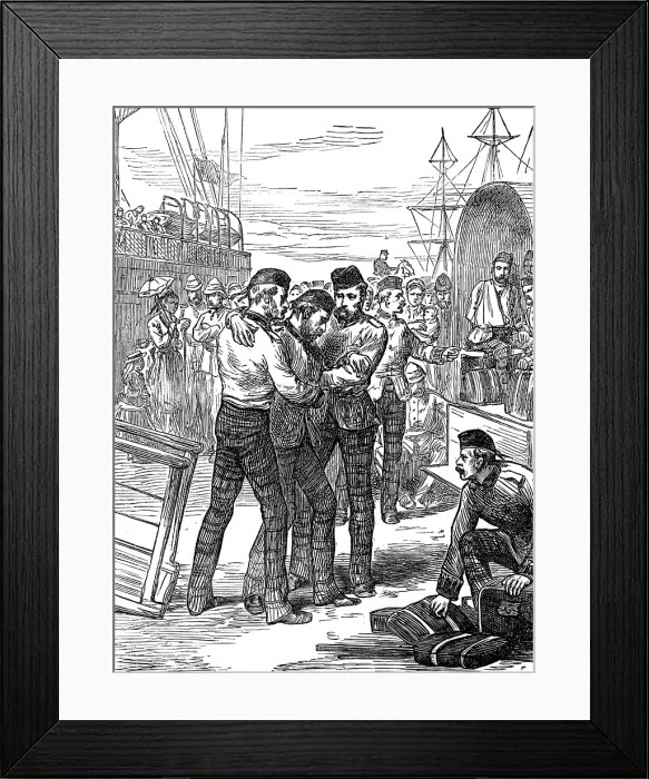 Framed Print : Return of troops from the Ashantee War: landing of the sick and wounded, 1874. Creator: Unknown Framed Print : Return of troops from the Ashantee War: landing of the sick and wounded, 1874. Creator: Unknown