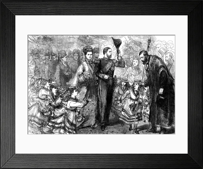 Framed Print : Strewing flowers before the Duke and Duchess of Edinburgh at Gravesend, 1874. Creator: Unknown Framed Print : Strewing flowers before the Duke and Duchess of Edinburgh at Gravesend, 1874. Creator: Unknown