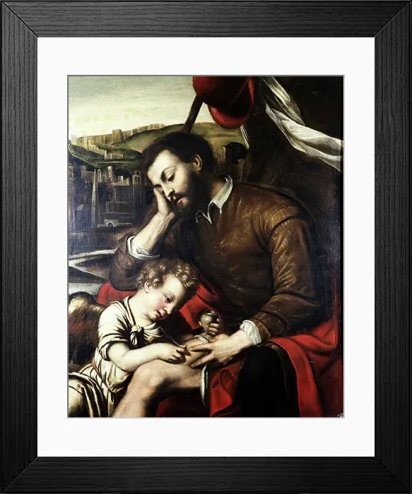 Framed Print : Saint Roch and the angel, 17th century. Creator: Unknown Framed Print : Saint Roch and the angel, 17th century. Creator: Unknown