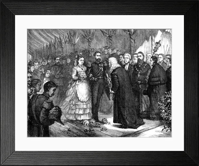 Framed Print : The Recorder of Gravesend presenting the address to the Duke and Duchess of Edinburgh, 1874. Creator: Unknown Framed Print : The Recorder of Gravesend presenting the address to the Duke and Duchess of Edinburgh, 1874. Creator: Unknown