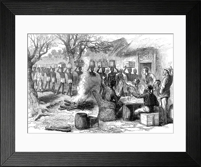 Framed Print : The Ashantee War - sketches by our special artist: arrival of stores, 1874. Creator: Unknown Framed Print : The Ashantee War - sketches by our special artist: arrival of stores, 1874. Creator: Unknown