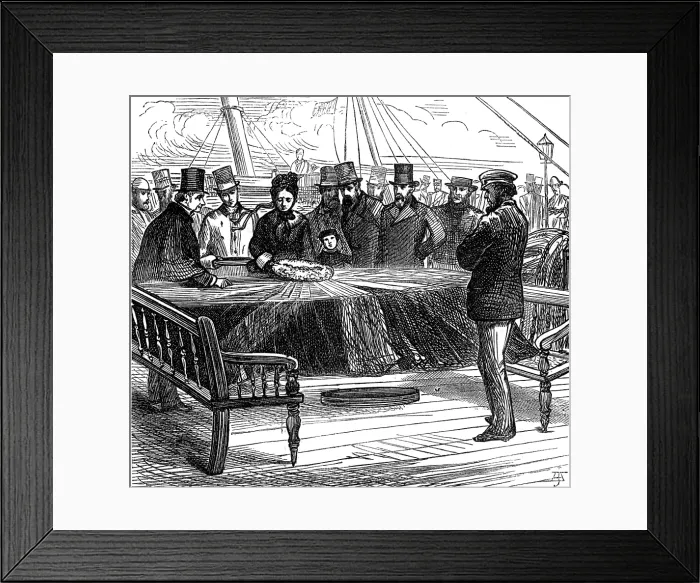 Framed Print : Dr. Livingstone's remains: the coffin on the deck of the Queen, 1874. Creator: Unknown. Dr. Livingstone's remains: the coffin on the deck of the Queen, 1874. Creator: Unknown Framed Print : Dr. Livingstone's remains: the coffin on the deck of the Queen, 1874. Creator: Unknown. Dr. Livingstone's remains: the coffin on the deck of the Queen, 1874. Creator: Unknown