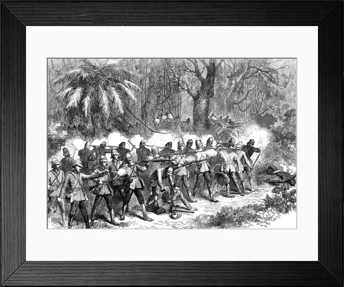 Framed Print : The Ashantee War: the 42nd Highlanders in the front - from a sketch by our special artist, 1874. Creator: Unknown Framed Print : The Ashantee War: the 42nd Highlanders in the front - from a sketch by our special artist, 1874. Creator: Unknown