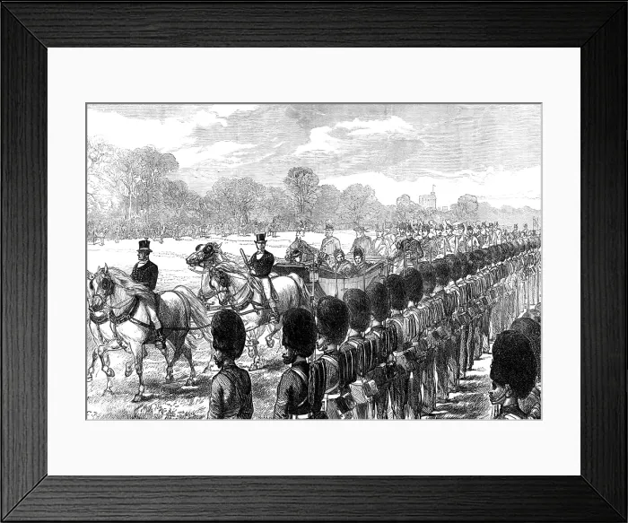 Framed Print : Review at Windsor of troops from the Ashantee War: the Queen passing along the line, 1874. Creator: Unknown Framed Print : Review at Windsor of troops from the Ashantee War: the Queen passing along the line, 1874. Creator: Unknown