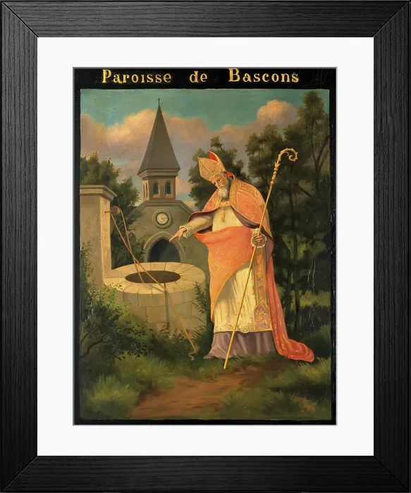 Framed Print : Saint Amand blessing the healing well of Bascons. Creator: Unknown Framed Print : Saint Amand blessing the healing well of Bascons. Creator: Unknown