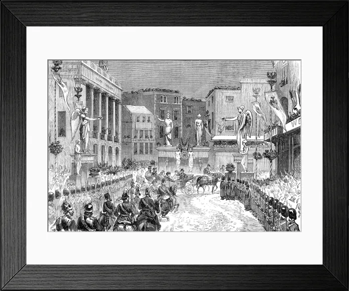 Framed Print : The Royal Entry into London: the procession at the foot of Regent-Street, 1874. Creator: Unknown Framed Print : The Royal Entry into London: the procession at the foot of Regent-Street, 1874. Creator: Unknown