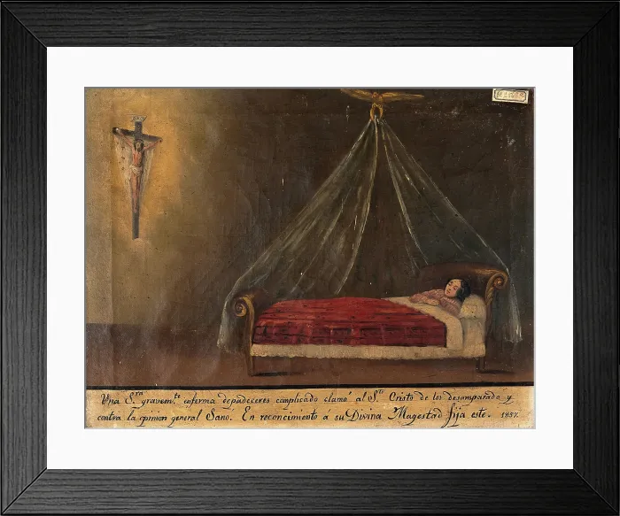 Framed Print : A sick woman praying to Christ on the cross, 1857. Creator: Unknown Framed Print : A sick woman praying to Christ on the cross, 1857. Creator: Unknown