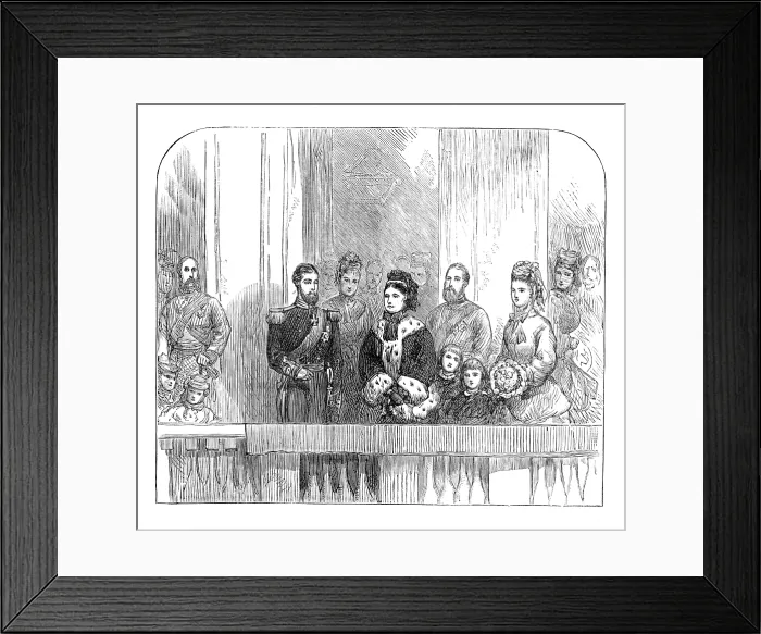 Framed Print : The Queen and Duke and Duchess of Edinburgh at the balcony at Buckingham Palace, 1874. Creator: Unknown Framed Print : The Queen and Duke and Duchess of Edinburgh at the balcony at Buckingham Palace, 1874. Creator: Unknown