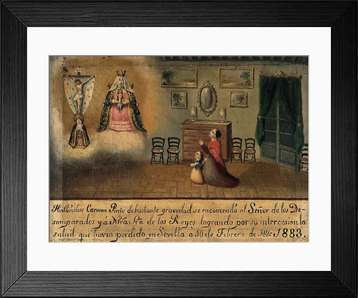 Framed Print : Carmen Pinto praying to the Virgin and Christ, Seville 1883, 1883. Creator: Unknown Framed Print : Carmen Pinto praying to the Virgin and Christ, Seville 1883, 1883. Creator: Unknown