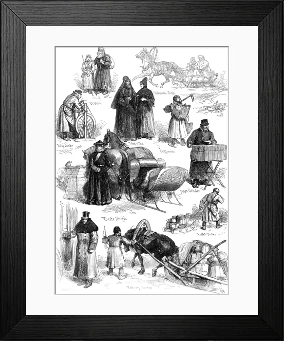 Framed Print : Sketches in St. Petersburg, 1874. Creator: Unknown Framed Print : Sketches in St. Petersburg, 1874. Creator: Unknown