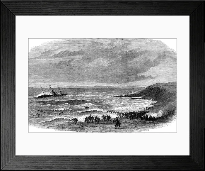 Framed Print : Wreck of the steam-ship Queen Elizabeth at Calaparra, near Gibraltar, 1874. Creator: Unknown Framed Print : Wreck of the steam-ship Queen Elizabeth at Calaparra, near Gibraltar, 1874. Creator: Unknown