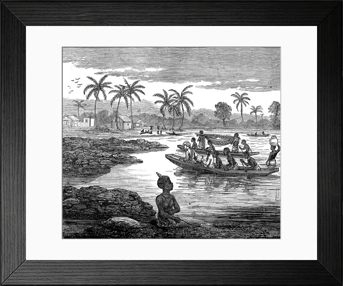 Framed Print : The Ashantee War: our artist crossing the Sweet River, near Elmina, 1874. Creators: Unknown, Melton Prior Framed Print : The Ashantee War: our artist crossing the Sweet River, near Elmina, 1874. Creators: Unknown, Melton Prior