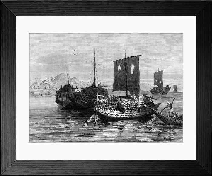 Framed Print : The Famine in Bengal: grain-boats on the Ganges, 1874. Creator: Unknown Framed Print : The Famine in Bengal: grain-boats on the Ganges, 1874. Creator: Unknown