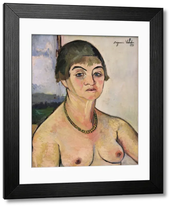Framed Print : Self-portrait with bare breasts (Autoportrait aux seins nus), 1931. Creator: Valadon, Suzanne (1865-1938) Framed Print : Self-portrait with bare breasts (Autoportrait aux seins nus), 1931. Creator: Valadon, Suzanne (1865-1938)