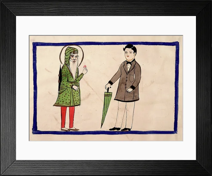 Framed Print : Two men, one in Punjabi dress, one in European dress. Creator: Unknown Framed Print : Two men, one in Punjabi dress, one in European dress. Creator: Unknown