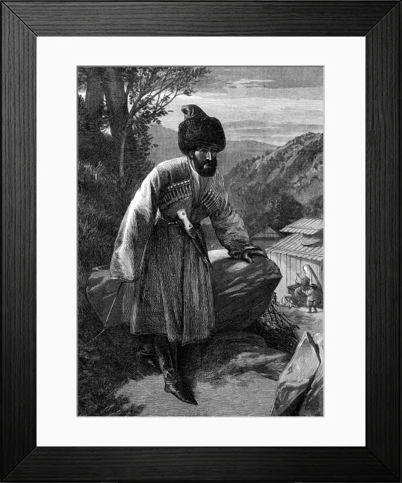 Framed Print : Circassian of the Soubash...'All Round the World, exhibition of sketches by W. Simpson, 1874. Creator: William Hollidge Framed Print : Circassian of the Soubash...'All Round the World, exhibition of sketches by W. Simpson, 1874. Creator: William Hollidge