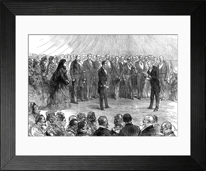 Framed Print : The Majority of the Prince Imperial: the Duc de Padoue reading the address at...Chiselhurst, 1874. Creator: Unknown Framed Print : The Majority of the Prince Imperial: the Duc de Padoue reading the address at...Chiselhurst, 1874. Creator: Unknown