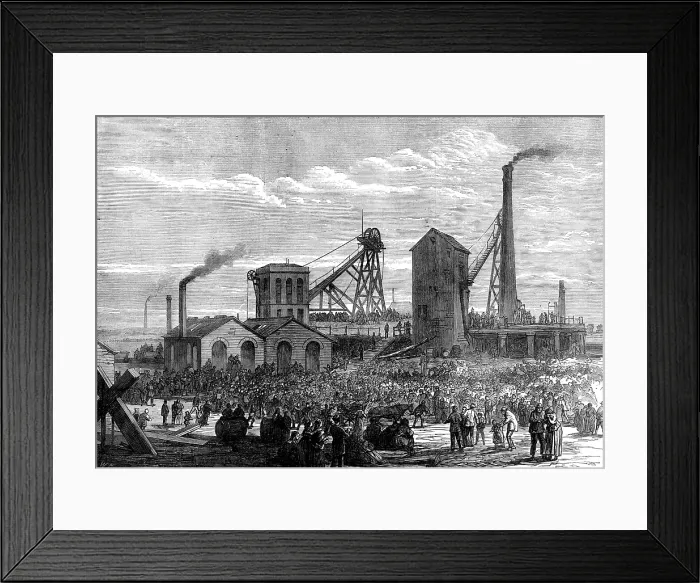 Framed Print : The Astley Deep Pit Colliery, Dukinfield: scene of the late explosion, 1874. Creator: Unknown Framed Print : The Astley Deep Pit Colliery, Dukinfield: scene of the late explosion, 1874. Creator: Unknown