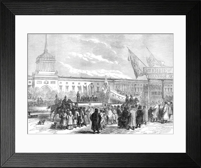 Framed Print : Russian marriage festivities: procession of life-boats at St. Petersburg... 1874. Creator: Unknown