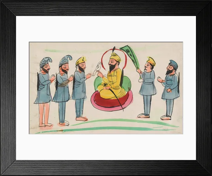 Framed Print : A man seated with Sikh worshippers. Creator: Unknown Framed Print : A man seated with Sikh worshippers. Creator: Unknown
