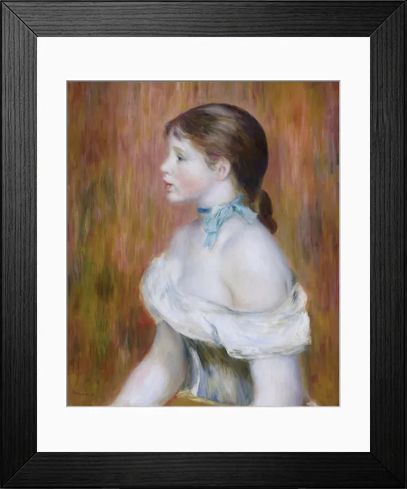 Framed Print : Jeune fille au ruban bleu (Girl with blue ribbon), 1888. Creator: Renoir, Pierre Auguste (1841-1919) Framed Print : Jeune fille au ruban bleu (Girl with blue ribbon), 1888. Creator: Renoir, Pierre Auguste (1841-1919)