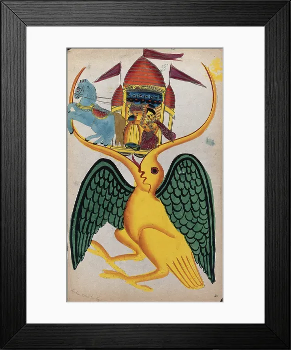Framed Print : Rama and Sita being carried in the beak of Jatayu, c1880. Creator: Unknown Framed Print : Rama and Sita being carried in the beak of Jatayu, c1880. Creator: Unknown