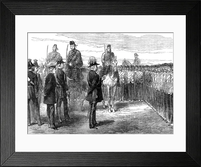 Framed Print : troops from the Ashantee War: the Duke of Cambridge addressing the 42nd Highlanders, 1874. Creator: Unknown Framed Print : troops from the Ashantee War: the Duke of Cambridge addressing the 42nd Highlanders, 1874. Creator: Unknown