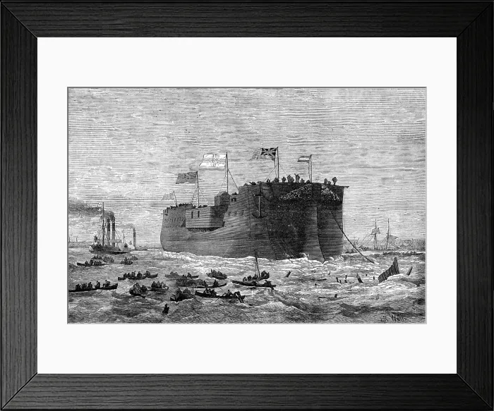 Framed Print : Launch of the German frigate Kaiser at Poplar, 1874. Creator: Josiah Robert Wells Framed Print : Launch of the German frigate Kaiser at Poplar, 1874. Creator: Josiah Robert Wells