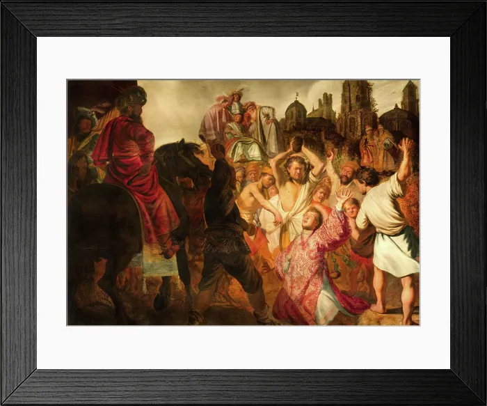 Framed Print : The Stoning of Saint Stephen, 1625. Creator: Rembrandt van Rhijn (1606-1669) Framed Print : The Stoning of Saint Stephen, 1625. Creator: Rembrandt van Rhijn (1606-1669)
