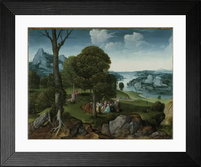 Framed Print : The Preaching of Saint John the Baptist. Creator: Patinier, Joachim (ca. 1480-1524)