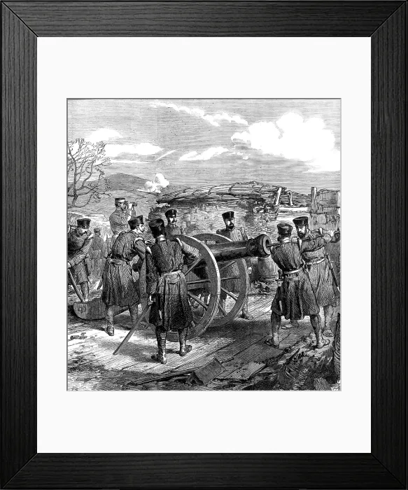 Framed Print : The War in Spain: a sketch in the battery of San Lorenzo, near Bilbao, 1874. Creator: Unknown Framed Print : The War in Spain: a sketch in the battery of San Lorenzo, near Bilbao, 1874. Creator: Unknown