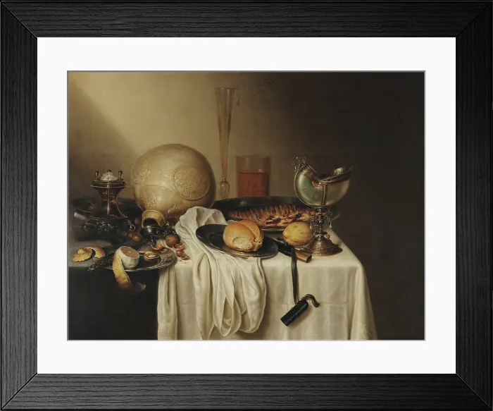 Framed Print : Still Life with a Bearded Man Crock and a Nautilus Shell Cup, First Half of 17th century. Creator: Stomme, Marten Boelema de (1611-1644) Framed Print : Still Life with a Bearded Man Crock and a Nautilus Shell Cup, First Half of 17th century. Creator: Stomme, Marten Boelema de (1611-1644)