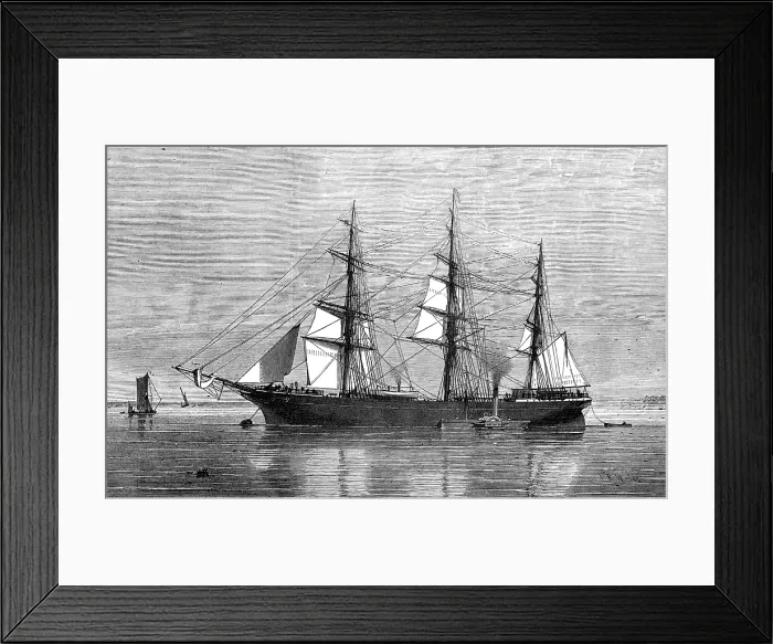 Framed Print : The Eastern Monarch, emigrant-ship for New Zealand, 1874. Creator: Josiah Robert Wells Framed Print : The Eastern Monarch, emigrant-ship for New Zealand, 1874. Creator: Josiah Robert Wells