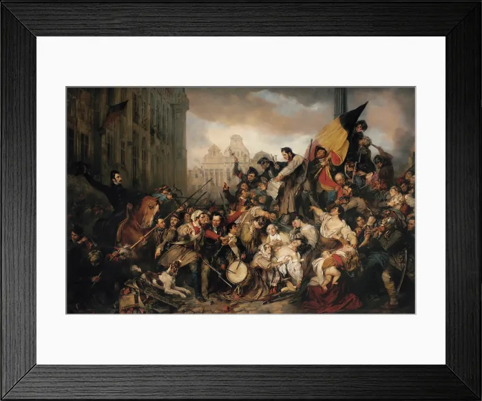Framed Print : Episode of the September Days 1830, on the Grand Place of Brussels, 1835. Creator: Wappers, Gustave (1803-1874) Framed Print : Episode of the September Days 1830, on the Grand Place of Brussels, 1835. Creator: Wappers, Gustave (1803-1874)