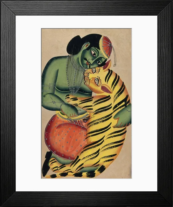 Framed Print : A performer wrestling with a trained tiger. Creator: Unknown Framed Print : A performer wrestling with a trained tiger. Creator: Unknown