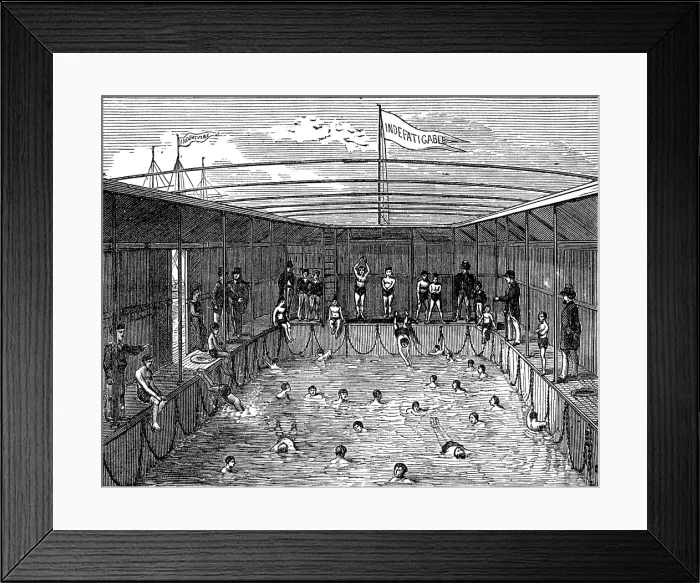 Framed Print : Swimming-bath of the training-ship Indefatigable at Liverpool, 1874. Creator: Unknown Framed Print : Swimming-bath of the training-ship Indefatigable at Liverpool, 1874. Creator: Unknown