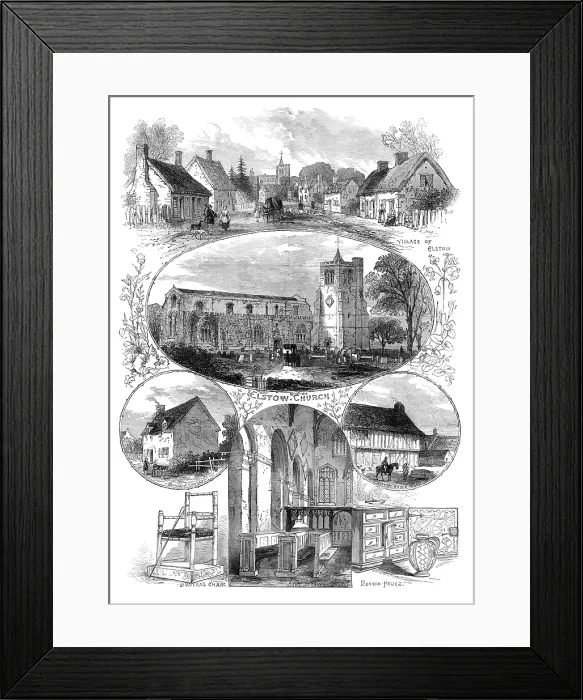 Framed Print : Birthplace and relics of John Bunyan, 1874. Creator: Unknown Framed Print : Birthplace and relics of John Bunyan, 1874. Creator: Unknown