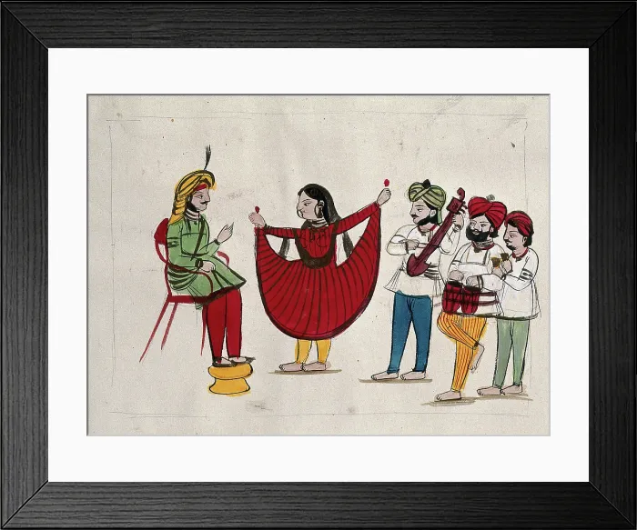 Framed Print : A dancing girl with musicians performing. Creator: Unknown Framed Print : A dancing girl with musicians performing. Creator: Unknown