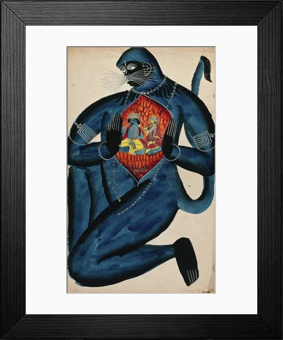 Framed Print : Hanuman revealing Rama and Sita in his heart. Creator: Unknown Framed Print : Hanuman revealing Rama and Sita in his heart. Creator: Unknown