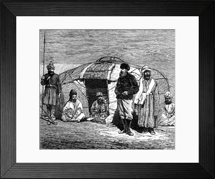 Framed Print : The Mission to Yarkund and Kashgar: travellers smoking-divan in a Kirghiz tent, 1874. Creator: Unknown. The Mission to Yarkund and Kashgar: travellers smoking-divan in a Kirghiz tent, 1874. Creator: Unknown Framed Print : The Mission to Yarkund and Kashgar: travellers smoking-divan in a Kirghiz tent, 1874. Creator: Unknown. The Mission to Yarkund and Kashgar: travellers smoking-divan in a Kirghiz tent, 1874. Creator: Unknown