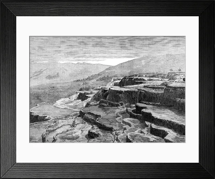 Framed Print : The Yellowstone Lake Region of North America: Mammoth Hot Springs on Gardiner's River, 1874. Creator: Unknown. The Yellowstone Lake Region of North America: Mammoth Hot Springs on Gardiner's River, 1874. Creator: Unknown Framed Print : The Yellowstone Lake Region of North America: Mammoth Hot Springs on Gardiner's River, 1874. Creator: Unknown. The Yellowstone Lake Region of North America: Mammoth Hot Springs on Gardiner's River, 1874. Creator: Unknown