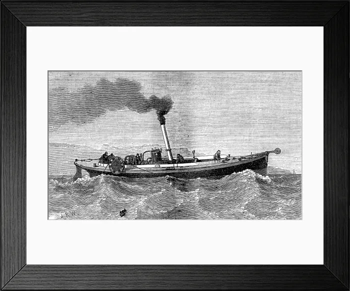 Framed Print : Steam-launch for the cable-ship Faraday, 1874. Creator: Unknown Framed Print : Steam-launch for the cable-ship Faraday, 1874. Creator: Unknown