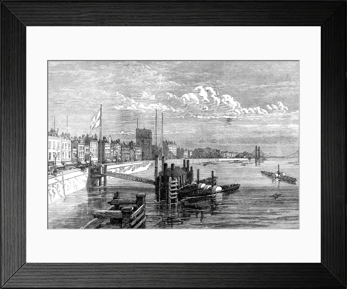 Framed Print : The Chelsea Embankment, from Battersea Bridge, 1874. Creator: Unknown Framed Print : The Chelsea Embankment, from Battersea Bridge, 1874. Creator: Unknown
