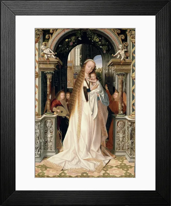 Framed Print : Madonna and Child with Angels, c1509. Creator: Massys, Quentin Framed Print : Madonna and Child with Angels, c1509. Creator: Massys, Quentin